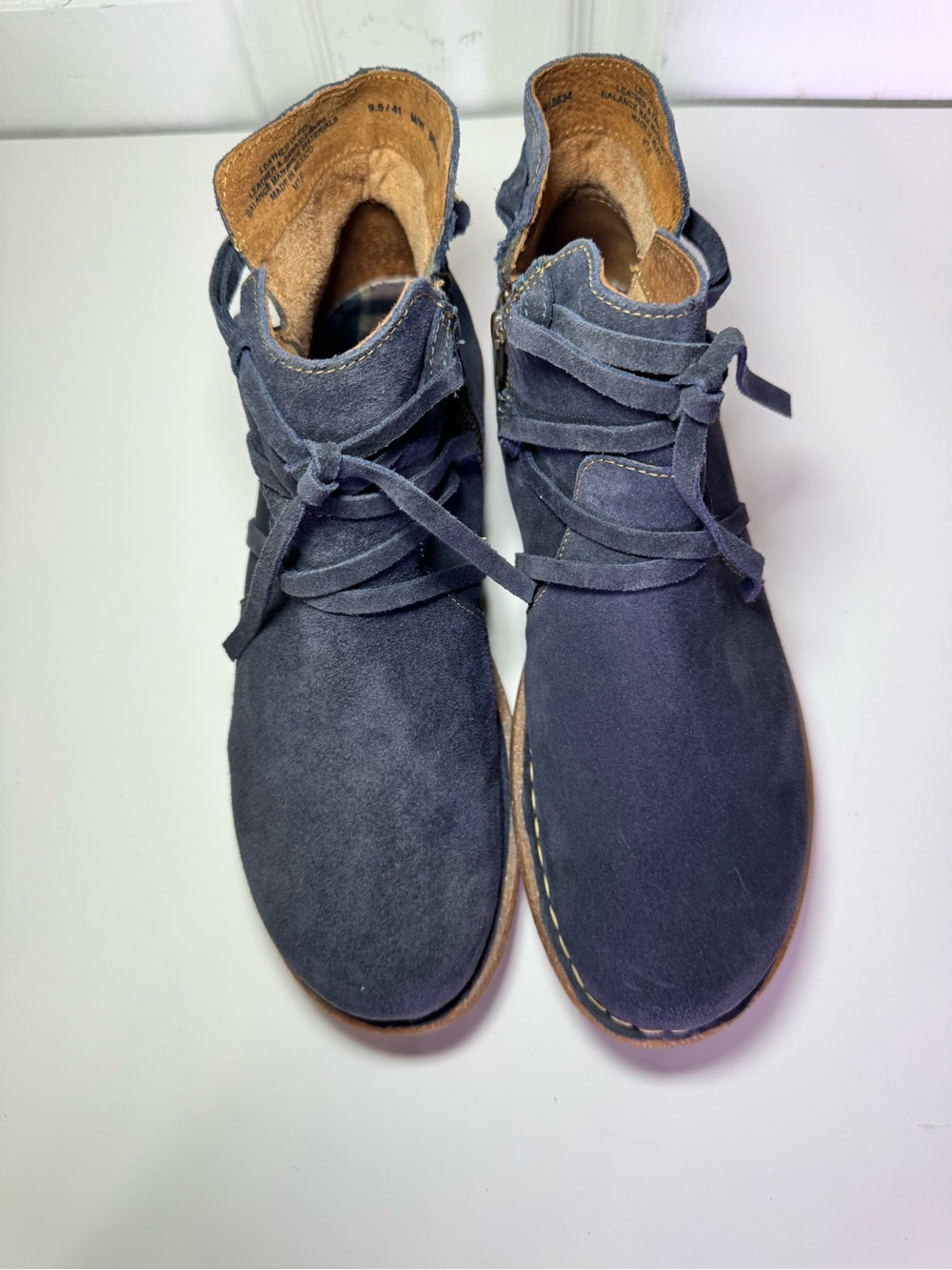 Børn Tarkiln Indigo Blue Suede Ankle Booties Side Zip Size 9.5 M / 41 EU - Picture 9 of 10